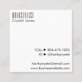 音楽CDケースアルバムカバーのヘアスタイリスト スクエア名刺 (裏面)