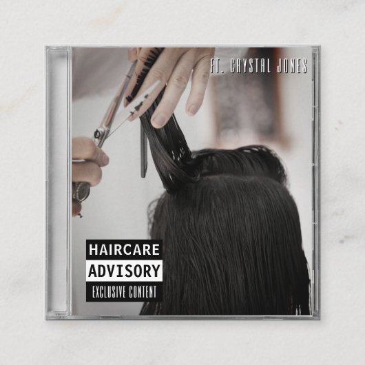 音楽CDケースアルバムカバーのヘアスタイリスト スクエア名刺 (正面)