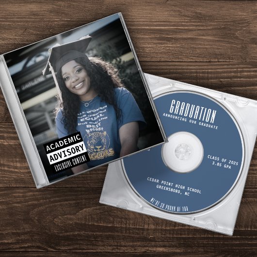 音楽CDケースアルバムカバーブルー卒業 案内状