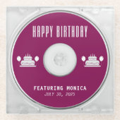 音楽CDケースアルバムカバー誕生日パーティー ガラスコースター (正面)