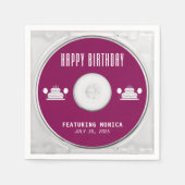 音楽CDケースアルバムカバー誕生日パーティー スタンダードカクテルナプキン (正面)