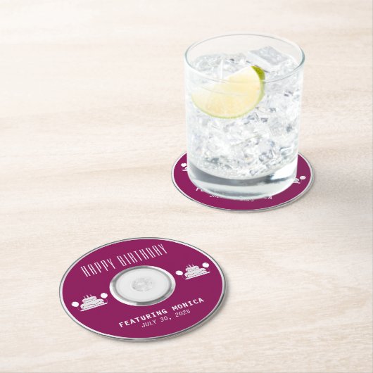 音楽CDケースアルバムカバー誕生日パーティー ラウンドペーパーコースター (インサイチュ)