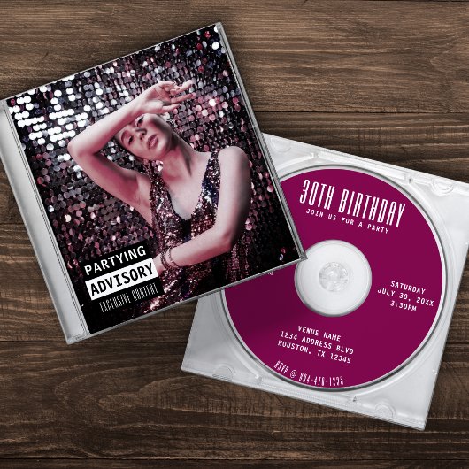 音楽CDケースアルバムカバー30th誕生日パーティー 招待状