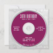 音楽CDケースアルバムカバー30th誕生日パーティー 招待状 (裏面)