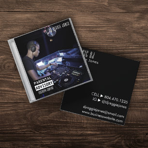 音楽CDケースアルバムカバーDJブラック スクエア名刺