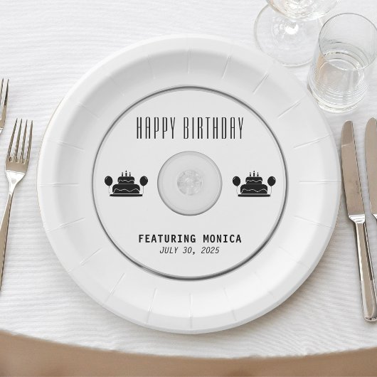 音楽CD誕生日パーティーホワイト ペーパープレート