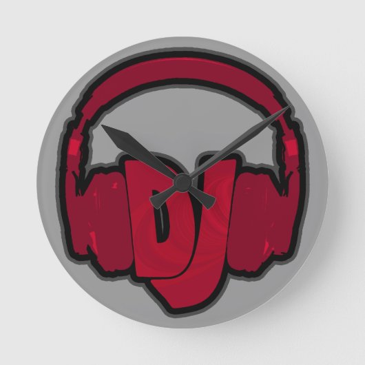 音楽DJヘッドフォン ラウンド壁時計 (正面)