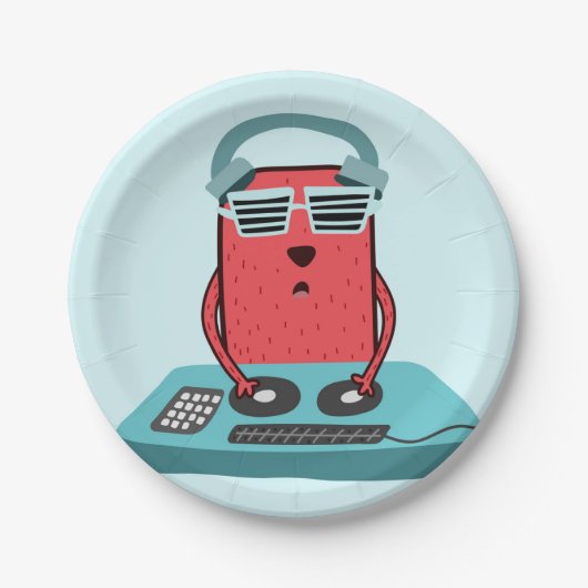 音楽DJミキサースクールバンドカッコいいミュージシャンアート ペーパープレート (正面)