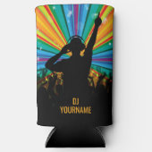 音楽DJ名前をカスタムする スリム缶クーラー (正面)