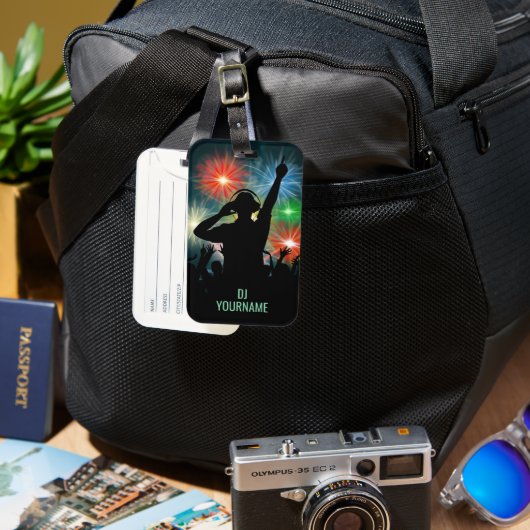 音楽DJ名前をカスタムする ラゲッジタグ (正面&裏面)