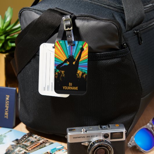 音楽DJ名前をカスタムする ラゲッジタグ (正面&裏面)