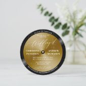 音楽LPヴィンテージビニール金ゴールドホワモダンイ結婚ツ 招待状 (スタンド正面)