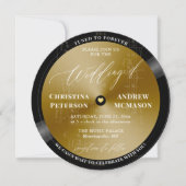 音楽LPヴィンテージビニール金ゴールドホワモダンイ結婚ツ 招待状 (正面)