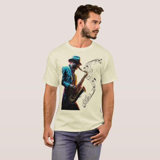 音楽men tシャツソウルサックス奏者 tシャツ (正面フル)