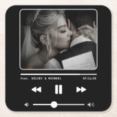 音楽MP3結婚プレーヤーの黒 スクエアペーパーコースター (正面)