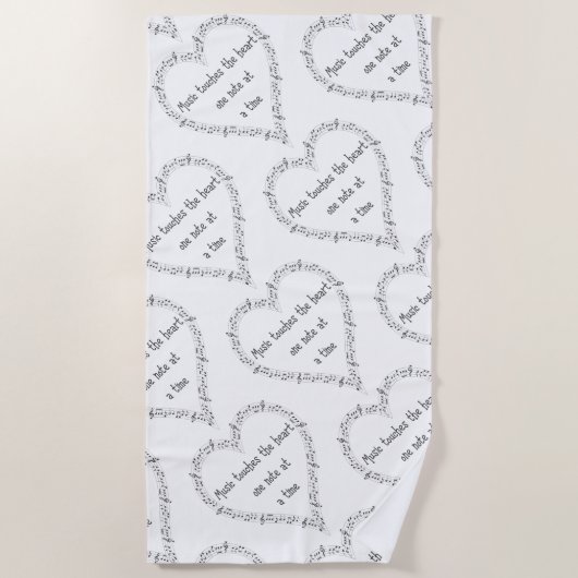 音楽Touchハート感動的引用文 ビーチタオル (正面)