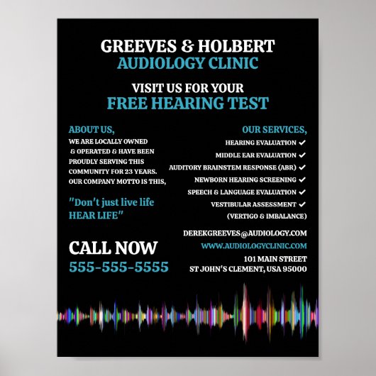 音波デザイン，聴覚，聴覚クリニック ポスター (正面)