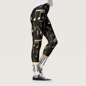 音符およびピアノ鍵の黒および金ゴールド レギンス (右)