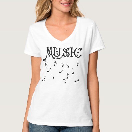 音符が付いている音楽ワイシャツ Tシャツ (正面)