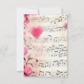 音符とバラヴィンテージのデザイン結婚 出欠カード (裏面)