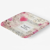 音符とバラヴィンテージデザイン誕生日 ペーパープレート (傾斜あり)