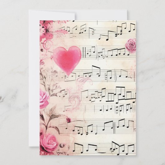 音符とバラヴィンテージデザイン サンキューカード (裏面)