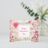 音符とバラヴィンテージデザイン シーズンポストカード (スタンド正面)