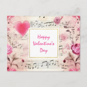 音符とバラヴィンテージデザイン シーズンポストカード (正面)