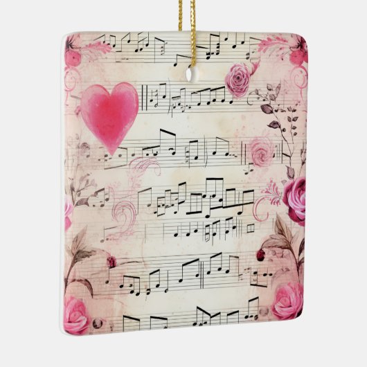 音符とバラヴィンテージデザイン セラミックオーナメント (右)