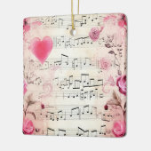 音符とバラヴィンテージデザイン セラミックオーナメント (左)