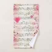 音符とバラヴィンテージデザイン バスタオルセット (ハンドタオル)