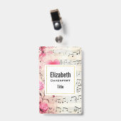 音符とバラヴィンテージデザイン バッジ (クリップ付き表面)