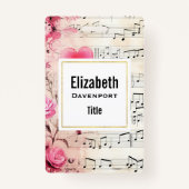 音符とバラヴィンテージデザイン バッジ (裏面)