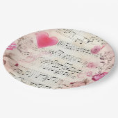 音符とバラヴィンテージデザイン ペーパープレート (アングル)