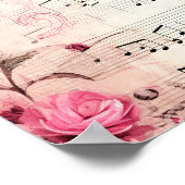 音符とバラヴィンテージデザイン ポスター (角)