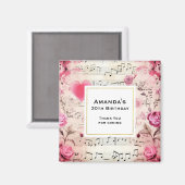 音符とバラヴィンテージデザイン マグネット (正面/裏面)