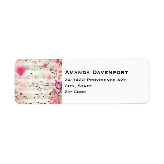 音符とバラヴィンテージデザイン ラベル (正面)