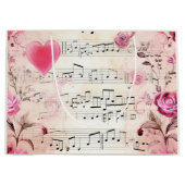 音符とバラヴィンテージデザイン ラージペーパーバッグ (正面)