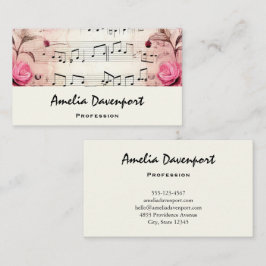 音符とバラヴィンテージデザイン 名刺