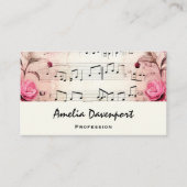 音符とバラヴィンテージデザイン 名刺 (正面)