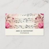 音符とバラヴィンテージデザイン 名刺 (正面)