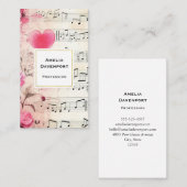 音符とバラヴィンテージデザイン 名刺 (正面/裏面)