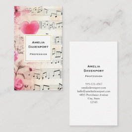 音符とバラヴィンテージデザイン 名刺