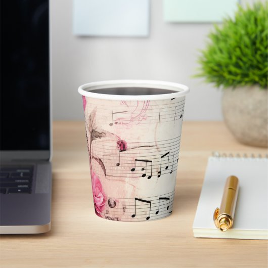 音符とバラヴィンテージデザイン 紙コップ (インサイチュ)