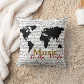 音符とブラックマップ クッション (ブランケット)