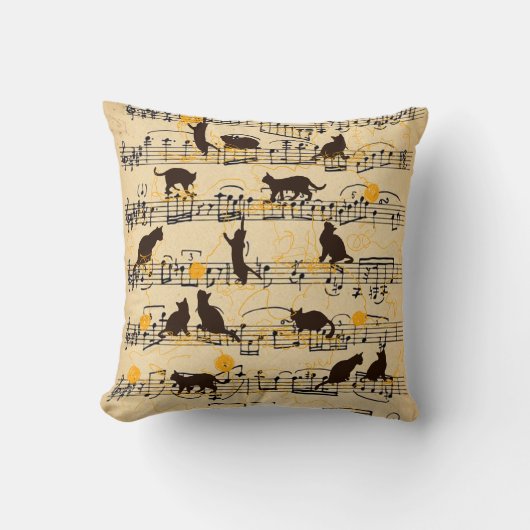 音符と子猫 クッション (正面)