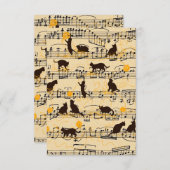 音符と子猫 サンキューカード (正面/裏面)