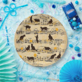 音符と子猫 ペーパープレート (パーティー)