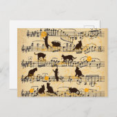 音符と子猫 ポストカード (正面/裏面)