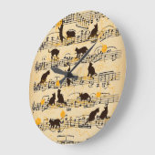 音符と子猫 ラージ壁時計 (傾斜)